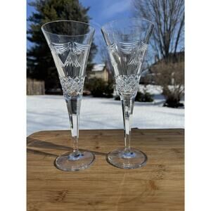 Waterford Crystal Millennium Collection PEACE Toasting Champagne Flutes~2
